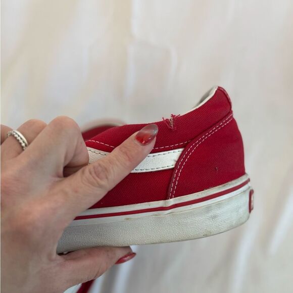 Vans Red White Men’s Size 9 Skate Shoes Old Skool Canvas Low - Picture 8 of 11